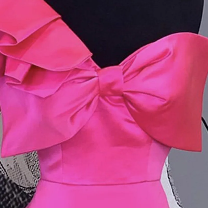 

Sexy One Shoulder Ruffled 3D Bow Slim Dress Evening Dress Bodycon Dress Banquet Party Bandage Irregular Dress Vestidos Verano
