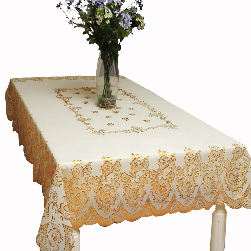 

Bronzing pvc tablecloth lace printing coffee table cloth waterproof, anti-scalding, oil-proof, disposable table cloth