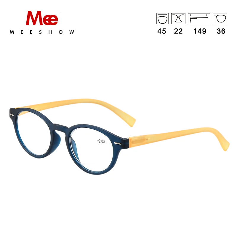 Navy Blue Meeshow очки для чтения кошачьи глаза круглые очки женские классические с диоптрией французская концепция пресбиопии+ 1,25+ 1,75 1330 красный - Цвет оправы: Navy Blue