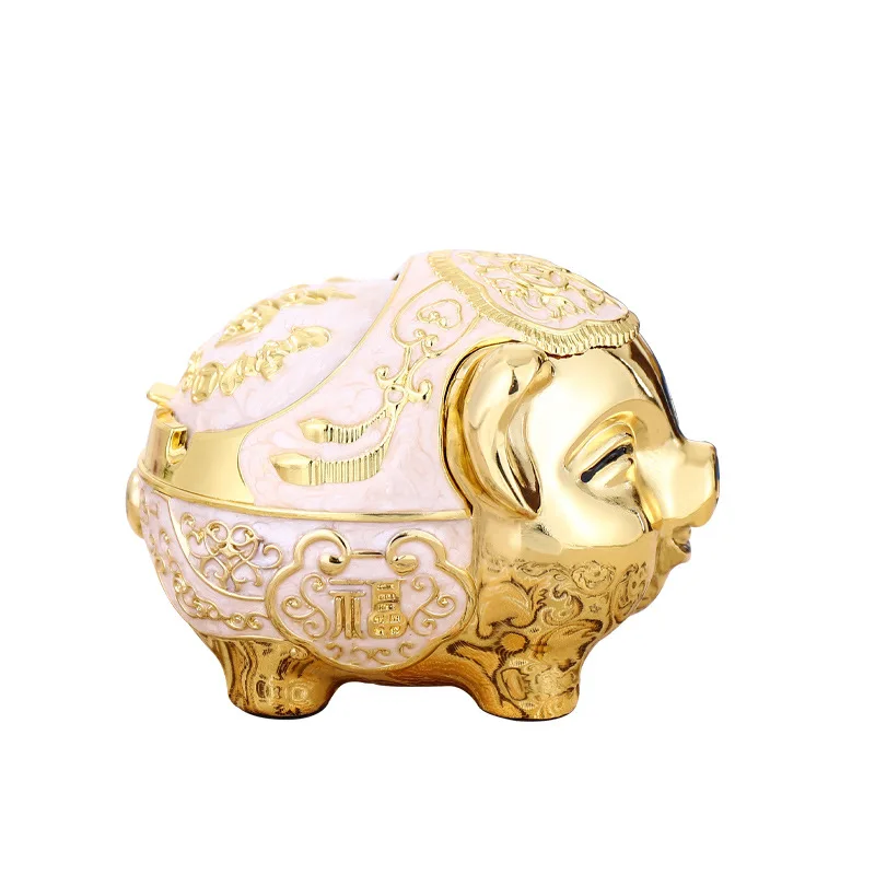 

Retro Ashtray Creative Personal Household Ashtray Internet Celebrity Living Room High-End Office Drop-Resistant Lucky Pig Lucky