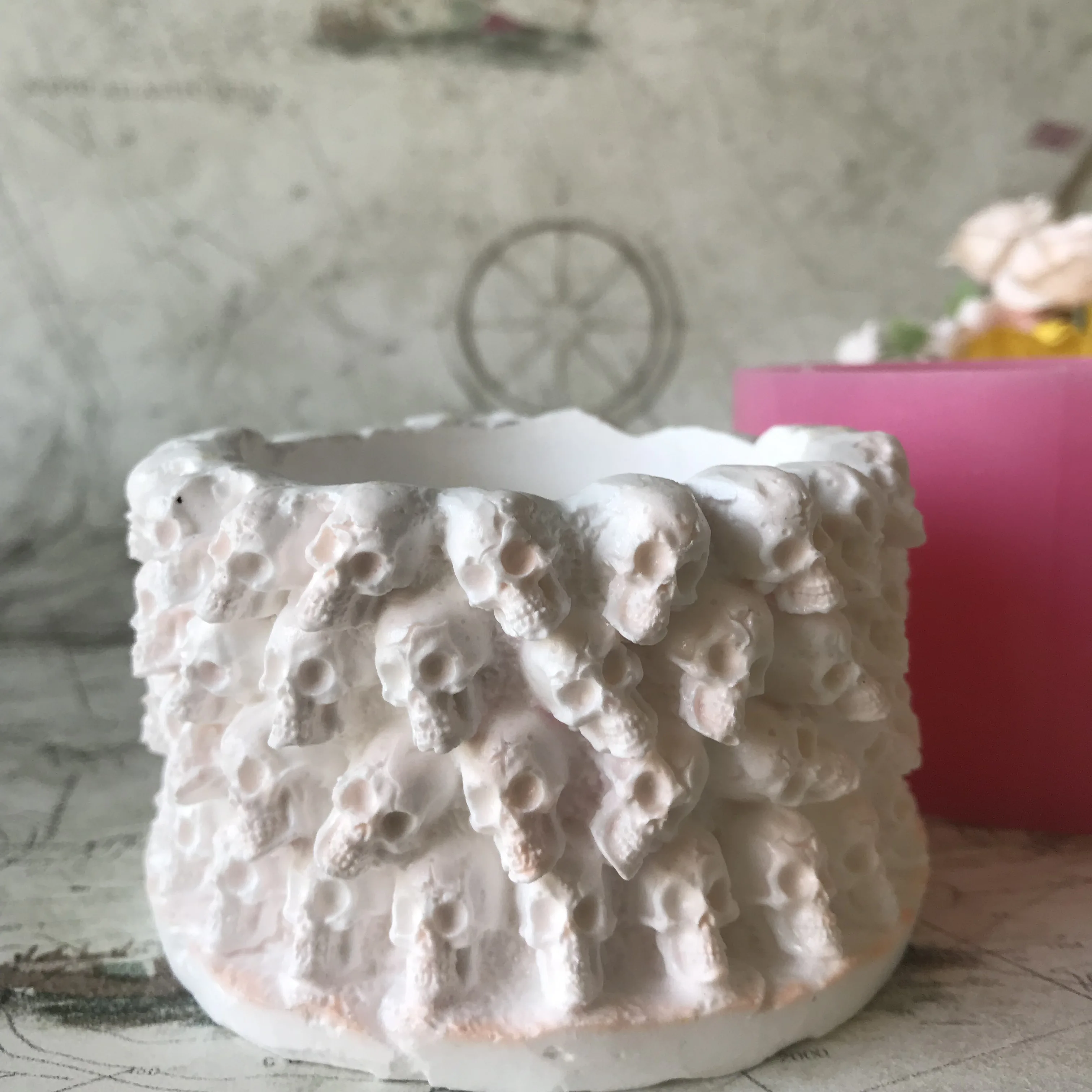 

Decoration Skull Cup Candle Holder Silicone Flowerpot Molds Cement Clay Cake Decorating Fondant Planter Mould