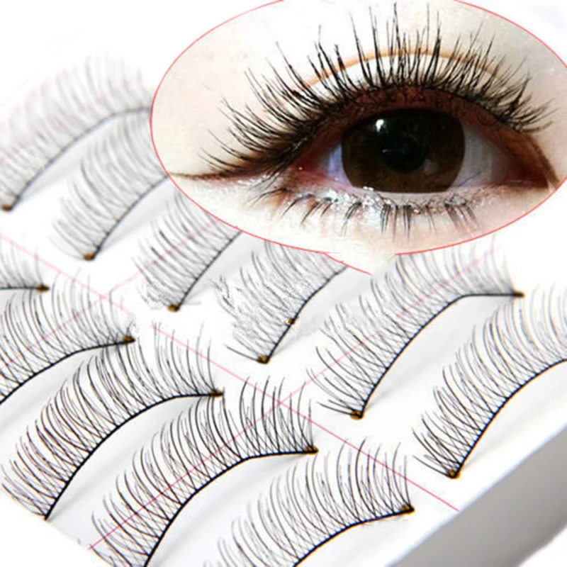 10 пар ресниц 3D настоящие Пластиковые Хлопковые Стебли ресницы натуральные