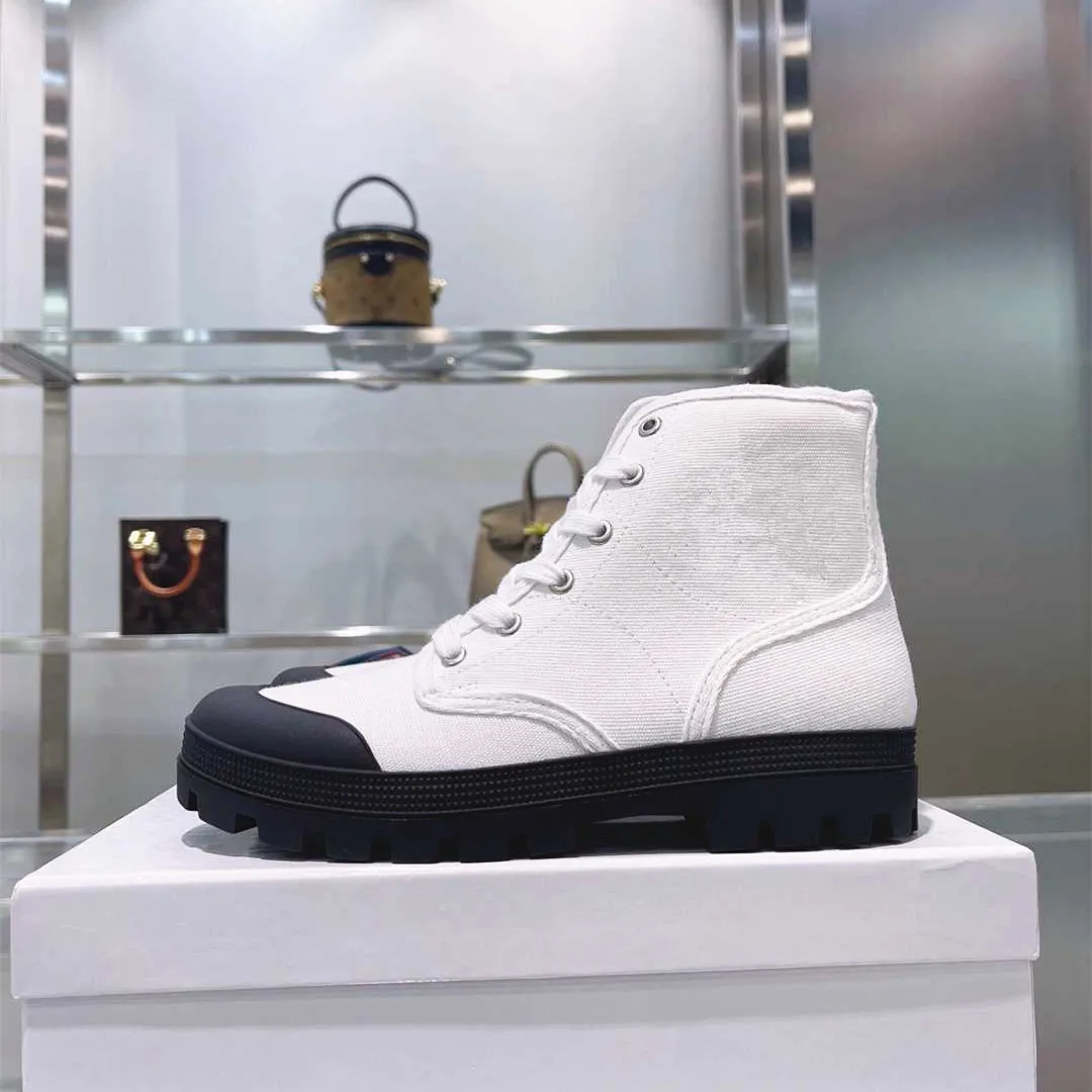 

Concise High-top Canvas Shoes 2022 Spring Summer Hot Sale Flat White Shoes Square Toe Retro Women Ankle Boots Comfortable Shoes