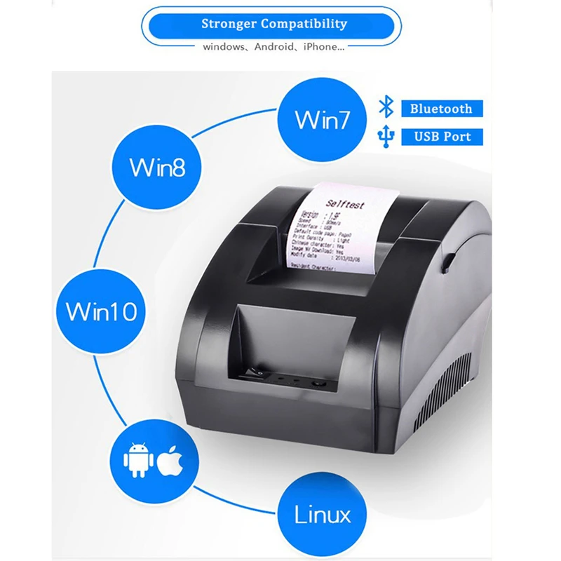 Фото Термопринтер Bluetooth 58 мм, Pos-принтер для чеков с Bluetooth, USB-порт для Мобильный телефон и Windows, Поддержка порта для кассовых ящиков №2