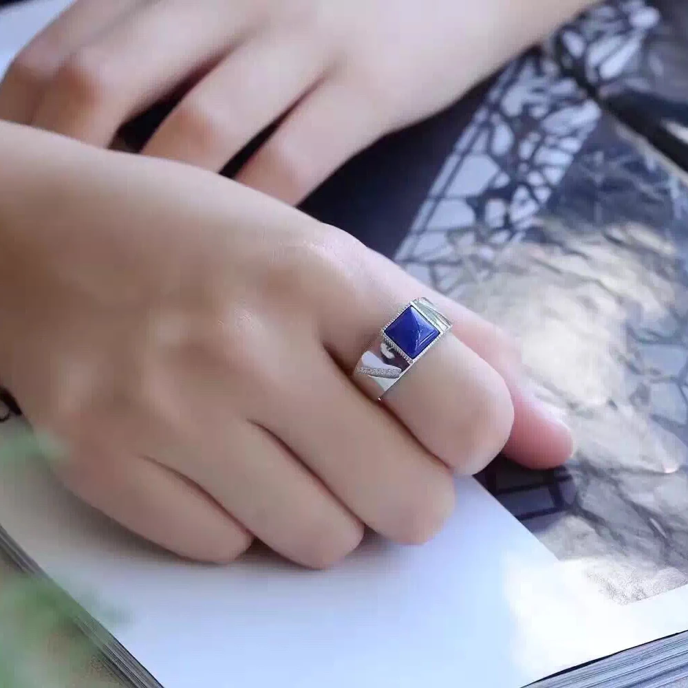 Мужское кольцо из серебра 925 пробы с лазуритом 8 х8 мм|men ring fashion|ring fashionring for |