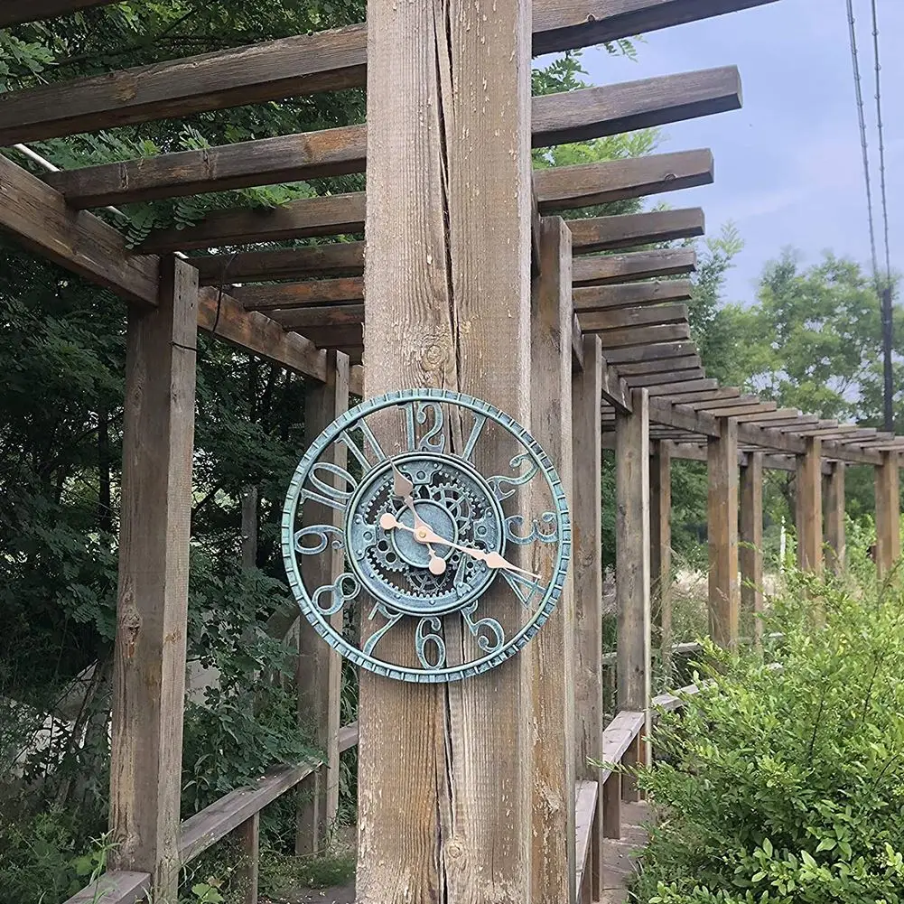 

Number Wall Clock Courtyard Clock Large Outdoor Garden Wall Clock Arabic Numerals for Company Kitchen School Cafe Indoor Yard