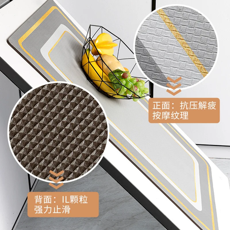 kitchen floor long carpets non slip oil proof waterproof rug dirt resistant foot pad thick leather washable and wipeable pvc mat free global shipping