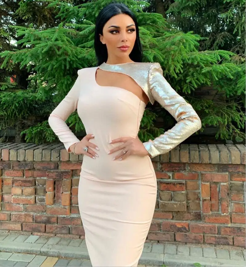 Новое зимнее модное сексуальное черное бежевое блестящее женское Бандажное