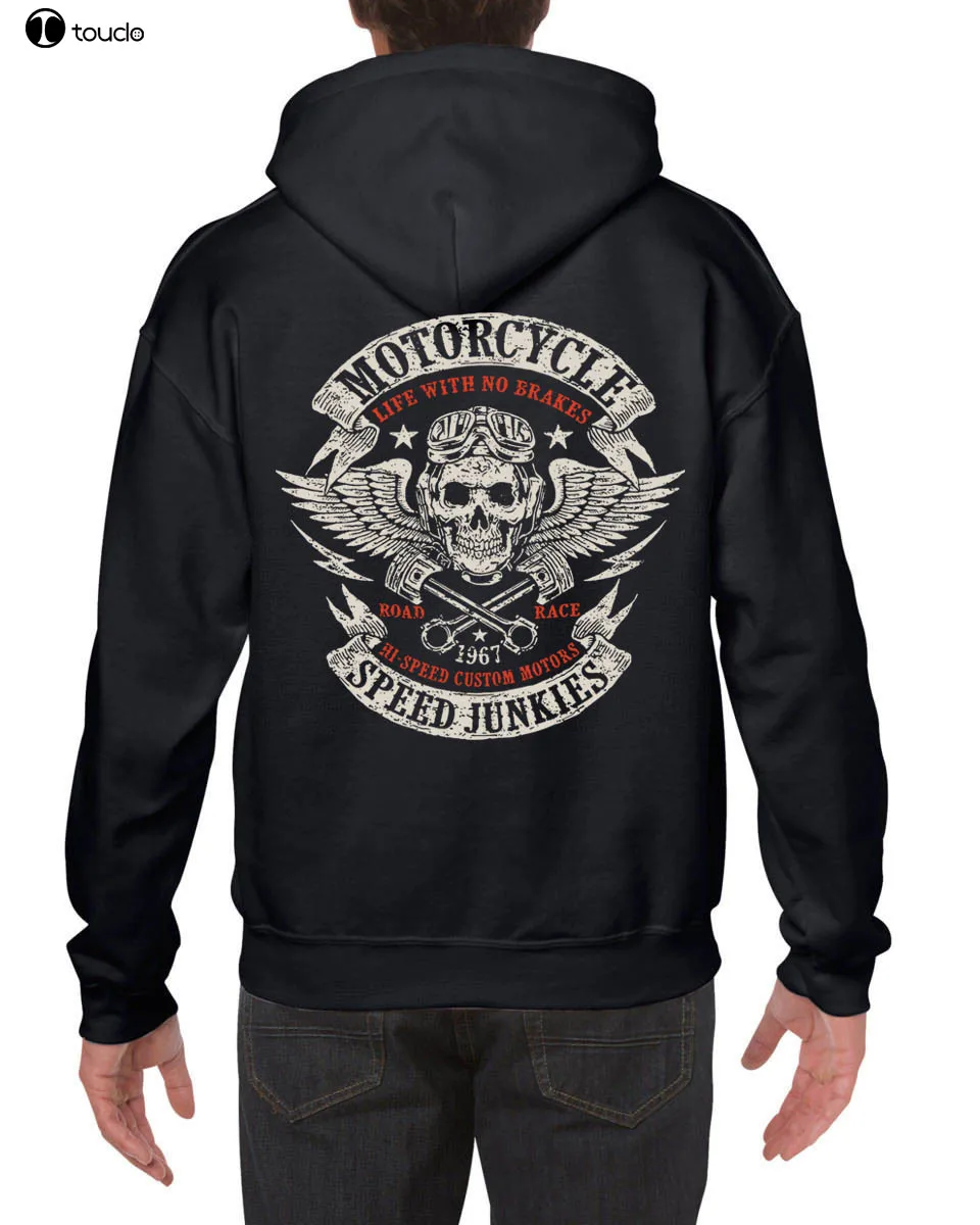 Funny Clothing Casual Hoodies MOTORCYCLE SPEED JUNKIES Biker Chopper Motard MC Sweatshirt | Мужская одежда