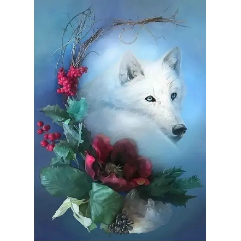 Алмазная 5D Вышивка сделай сам с белым волком полноразмерная алмазная живопись