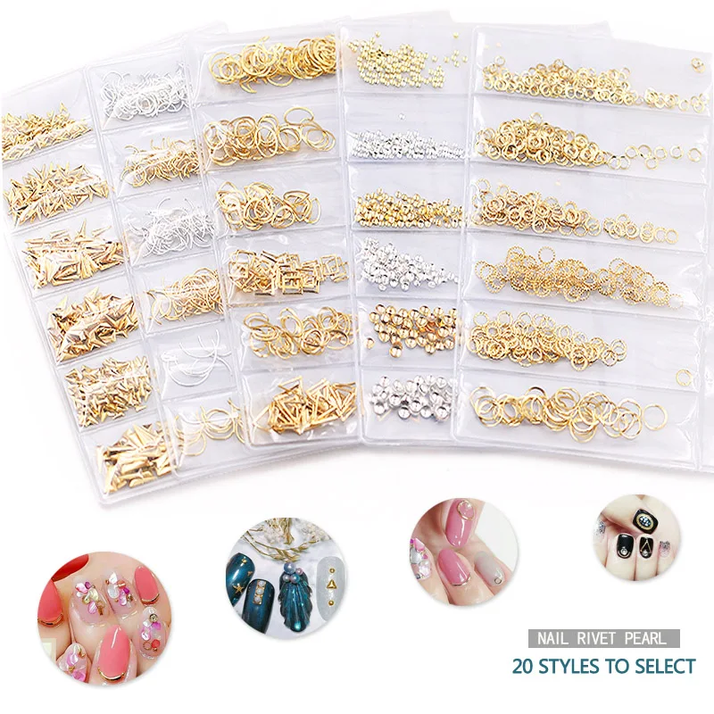 

10Pack/Lot Mixed 3D DIY Hollow Metal Frame Nail Art Decorations Gold Rivet Manicure Accessories Shell Slider Nail Studs