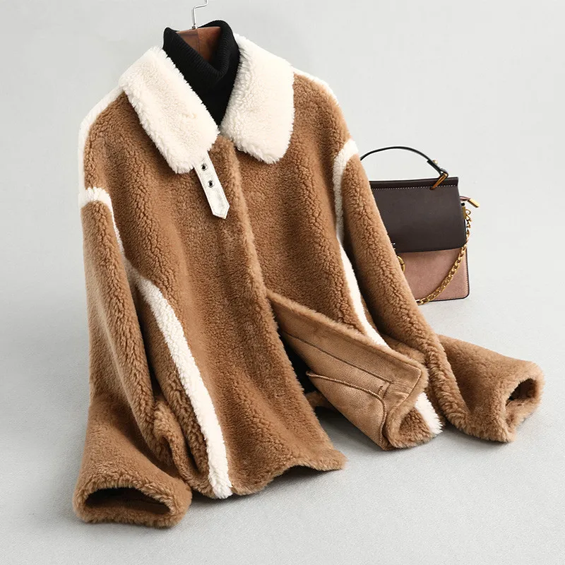 

Fur Real Coat Female Sheep Shearling Fur Korean Jackets 2020 Autumn Winter Jacket Women Outwear Chaqueta Mujer MY3502