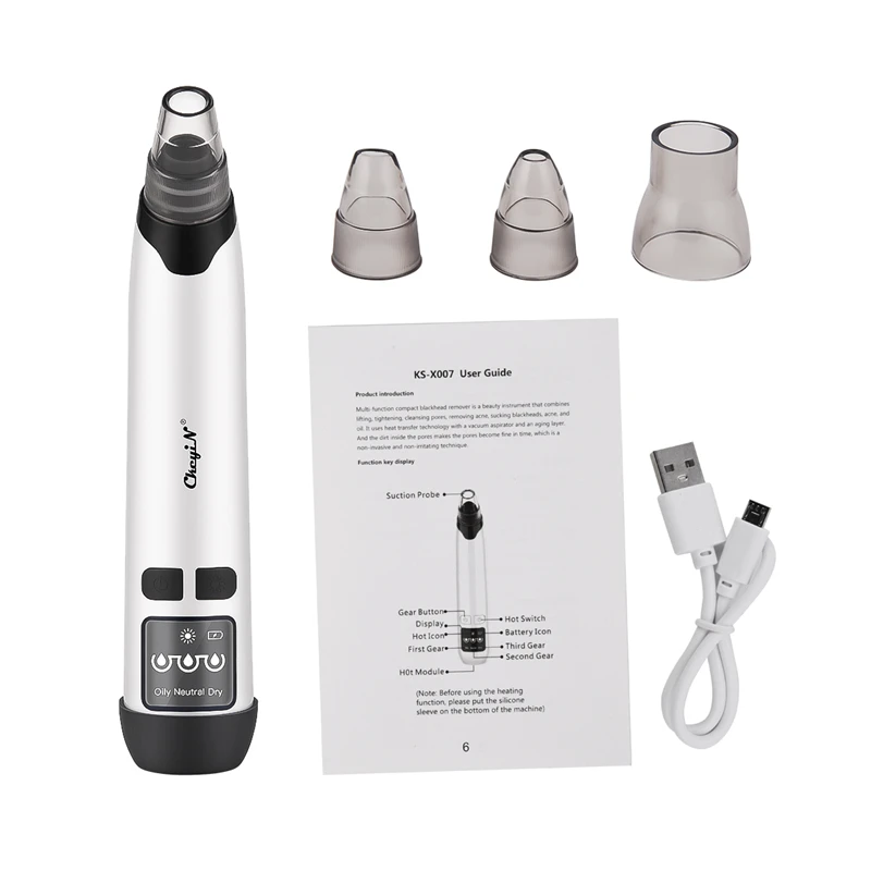 

Usb Rechargeable Pore Cleaner Blackhead Remover Vacuum Face Skin Care Acne Pimple Removal Exfoliating Hot Compress Face Beauty