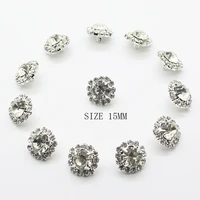 new hot sale 10 pcs silver metal inlaid alloy crystal buttons shirt sewn buttons jewelry sewing button holiday decorations