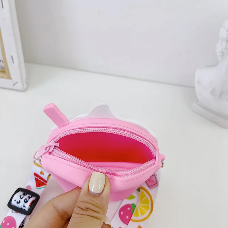 2022 New Cute Girls Ice Cream Children Messenger Bags Baby Wallet Waterproof Silicone Parent-child Bag