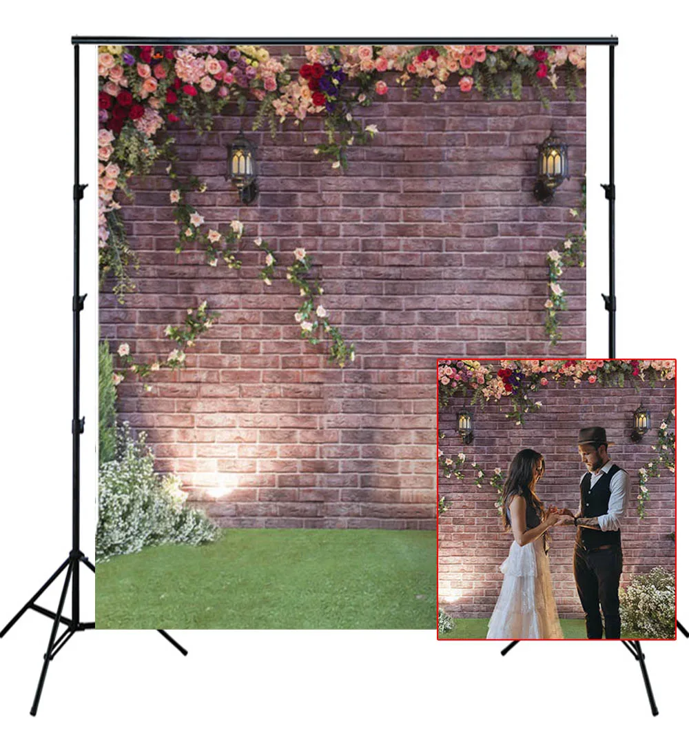 

Виниловый фон для фотосъемки HUAYI, фон для свадебной фотосъемки, кирпичная стена с цветами