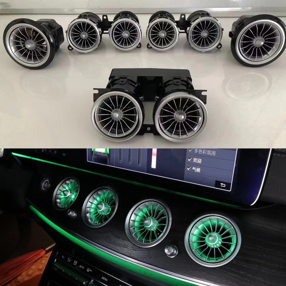 

EQS EQC светодиодный светодиодная Автомобильная вентиляционная решетка турбины атмосферная лампа для Mercedes-Benz E C GLC W213 W205 X253 EQS окружасветильни...