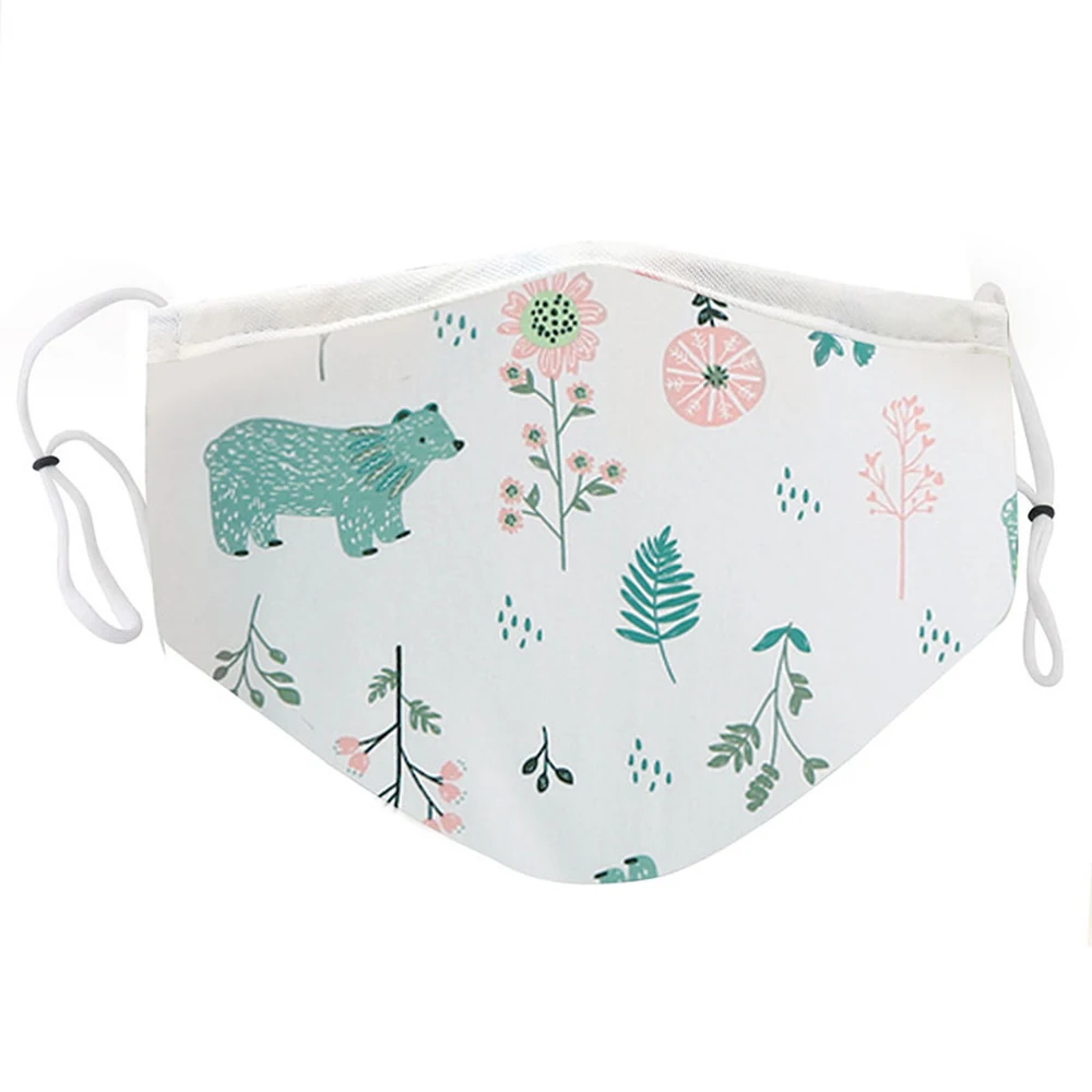 

4pcs Reusable Cotton Face Mask Washable Dustproof Mouth Masks Adjustable Strings Cartoon Masks For Men Women Anti Dust Cover