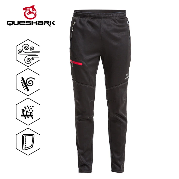 

Queshark Autumn Winter Fleece Cycling Pants MTB Bicycle Thicked Mountain Bike Riding Pants Running Hiking Travel Sports Trousers