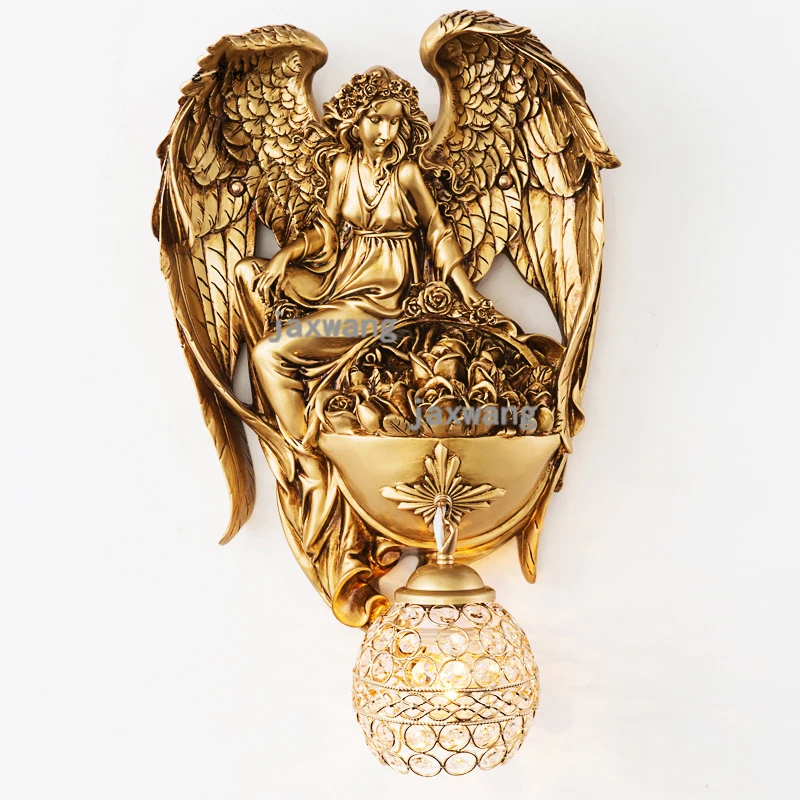 Современный светодиодный настенный светильник с золотым ангелом стеклянный