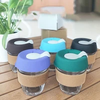 travel glass mug coffee cup heat resistant glass cup car water milk cup insulation non slip cover glass set 340ml