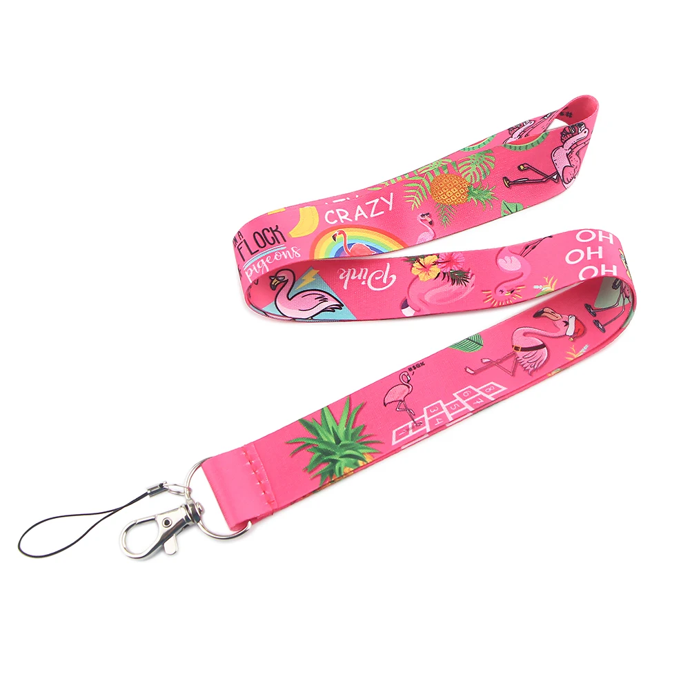 

10Pcs Flamingo Illustration Phone Straps Keychain Lanyard For Keys USB ID Card Badge Holder DIY Hanging Rope Accessories Gifts