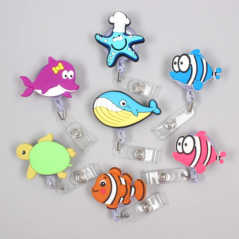 Creative Ocean Fish Clown Retractable Boy Starfish Turtle Card Holder Badge Reel Nurse Exhibition Enfermera Girl Name Card Chest