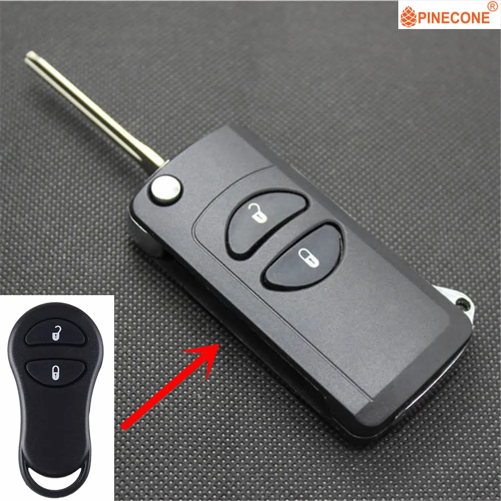 

PINECONE Key Case for Chrysler Cherokee PT Cruiser Voyager Dodge 2 Button Modified Remote Flip Folding Car Key Fob Shell Cover