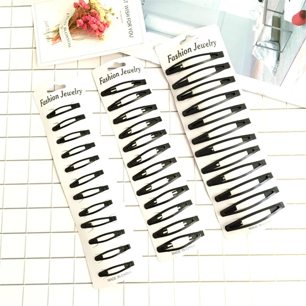 

12PCS/Pack Metal Simple Black Hair Clips Girls Hairpins BB Clips Barrettes Headbands For Womens Hairgrips Hair Accessories