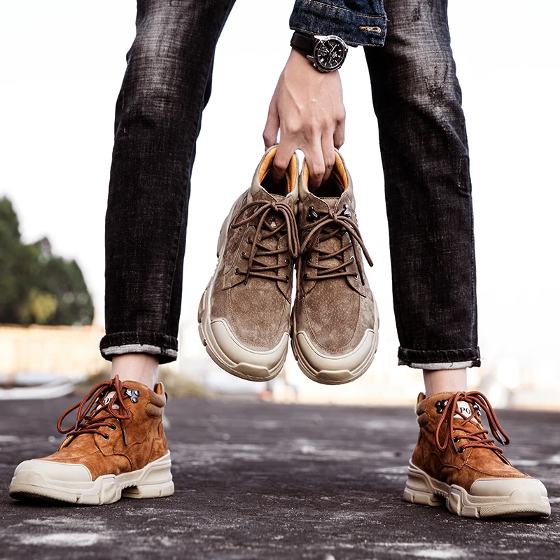 

Men Boots cow suede Leather Causal Shoes Winter Retro Boots Male Boots lace up High Top Ankle Boots Men Zapatos De Hombre