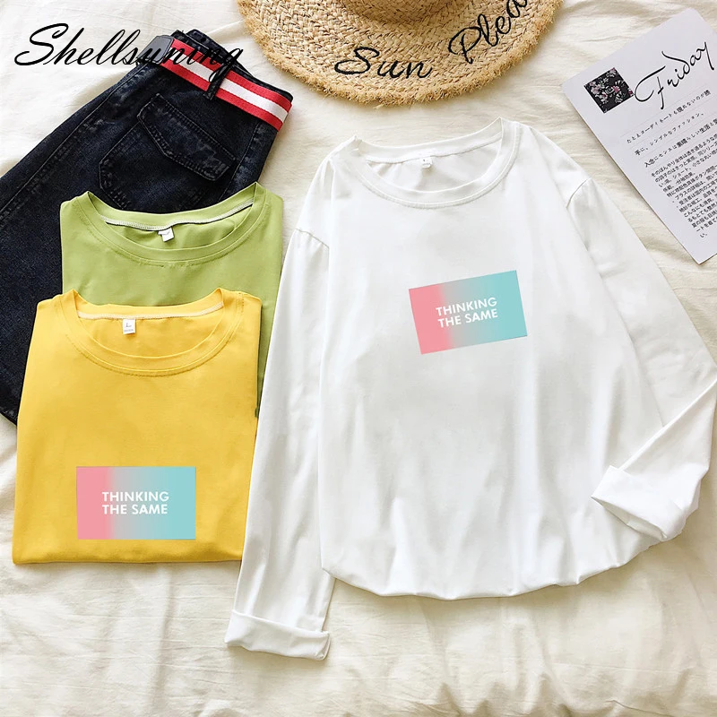 Женская толстовка с буквенным принтом Shellsuning розовый синий пуловер круглым