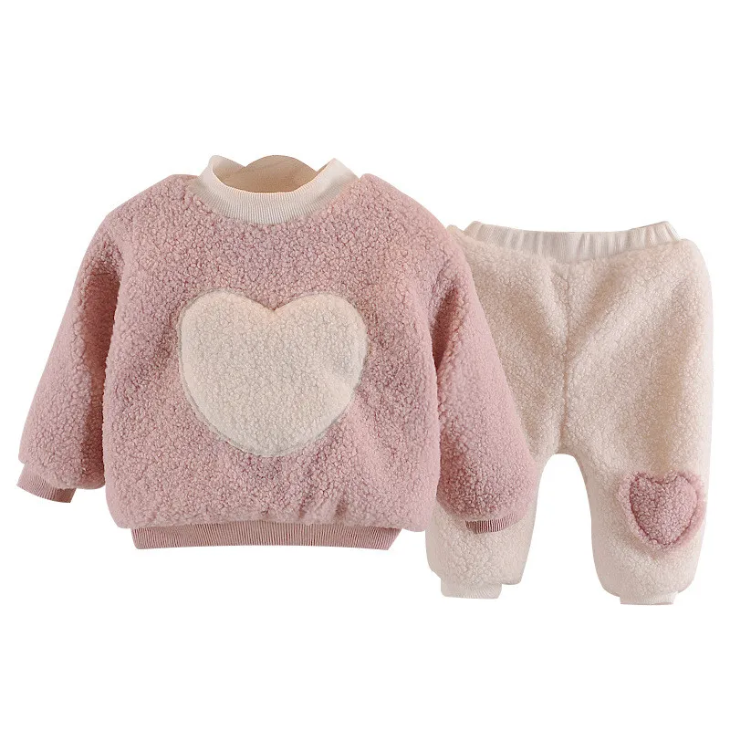 Girls Boys Suit Sweatshirts +Pants Cotton 2Pcs/Sets 2021 Sweetheart Winter Autumn Thicken Uniforms Outfits Warm Children Clothin