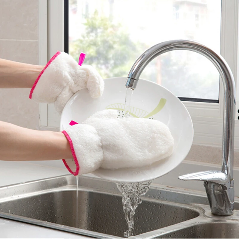New Natural Cleaning Hanging Magic Gloves Bamboo Fiber Waterproof No -dip Oil Dishwashing For Kitchen Microfiber Hot Sale | Дом и сад