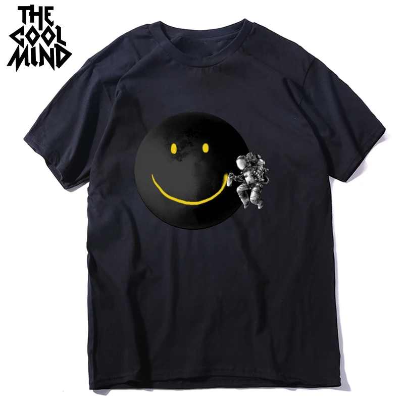 THE COOLMIND 100% хлопок летняя свободная Мужская футболка с принтом Луны повседневная