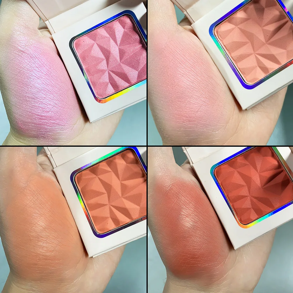 

New Single Blush Palette Private Label Face Ruddy Peach Rouge Diamond Relief Pink Makeup Natural Looking Easy To Wear No Logo