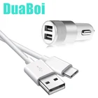 Автомобильное зарядное устройство с двумя USB-портами и кабелем USB Type-C для Xiaomi mi 9t mi9 lite CC9 e Pro Note 10 Pro Redmi 8A k30 k20 8T