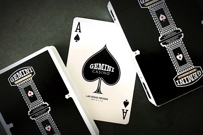 Gemini казино черные игральные карты сборная колода Покер Размер USPCC