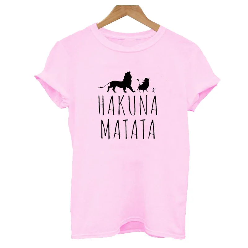 Женская мода Hakuna Matata Ullzang Король Лев o-образным вырезом с коротким рукавом рубашки