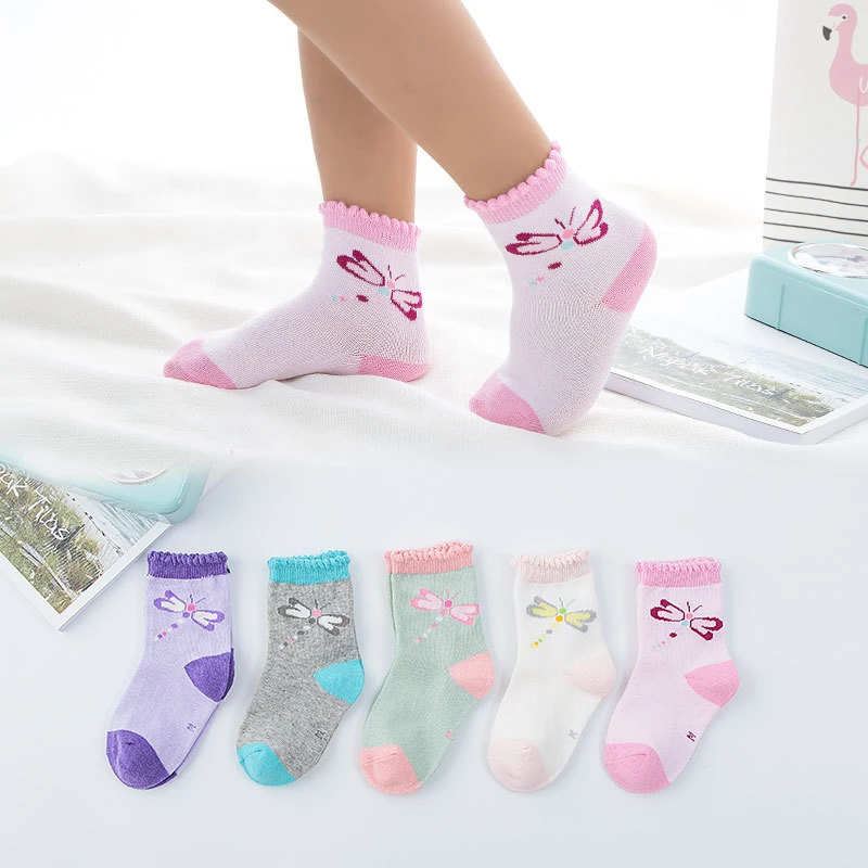 5 пар Мягкий силиконовый чехол с рисунком из мультфильма хлопка Одежда для детей