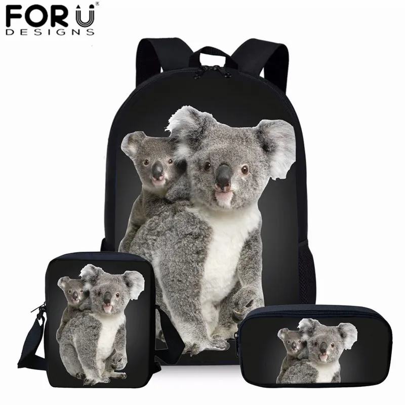 Детский рюкзак с принтом коала серый школьный для мальчиков и девочек-подростков