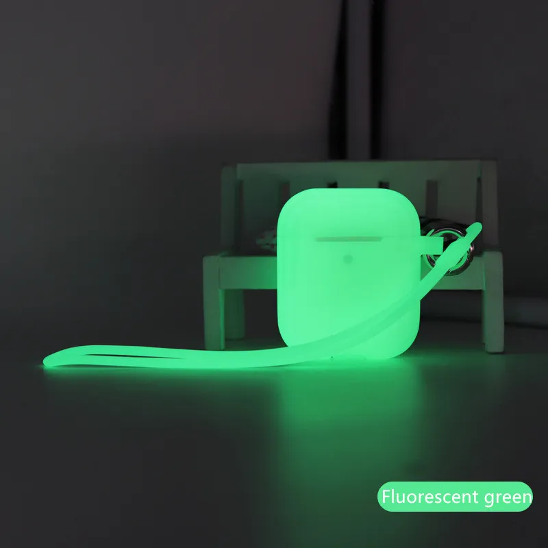 

Night Fluorescent Luminous Earphone Case For Airpods 1/2 Bluetooth Wireless Earphone Protective Case For Airpods Cover With Rope