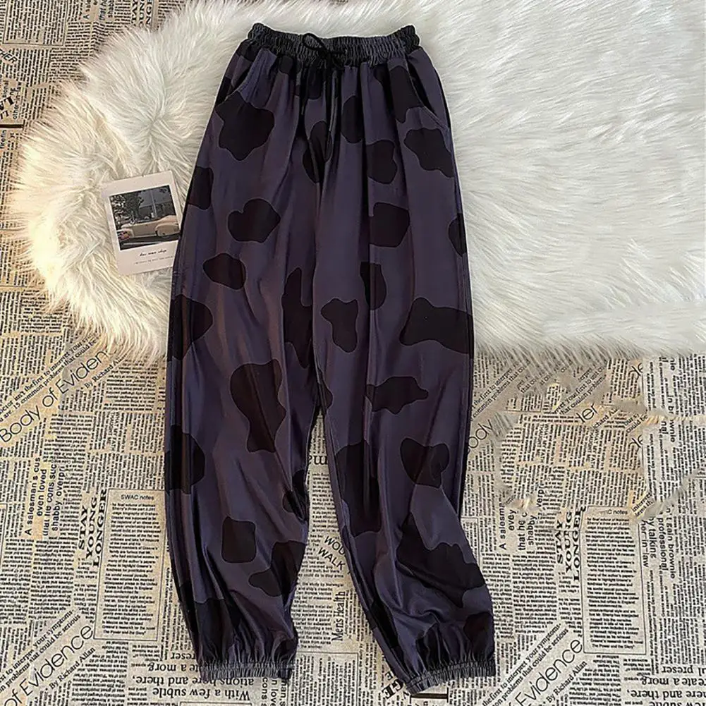 Брюки-карго женские широкие с принтом коровы в стиле Харадзюку Корейском прямые