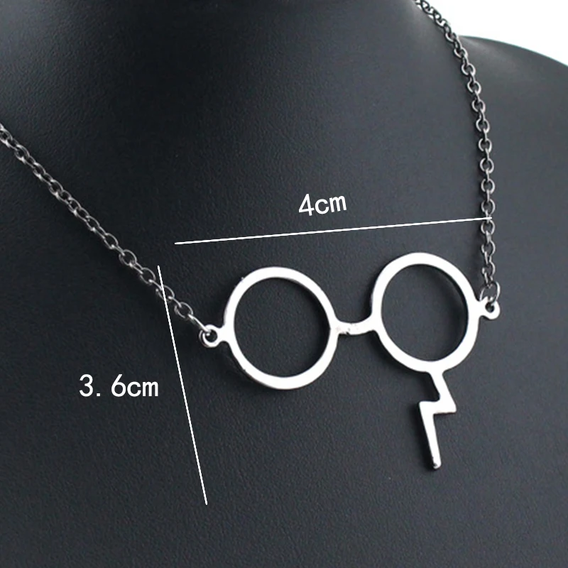 Ожерелье с подвеской очки кастрюли гекс Молния Шрам Длинная цепочка в