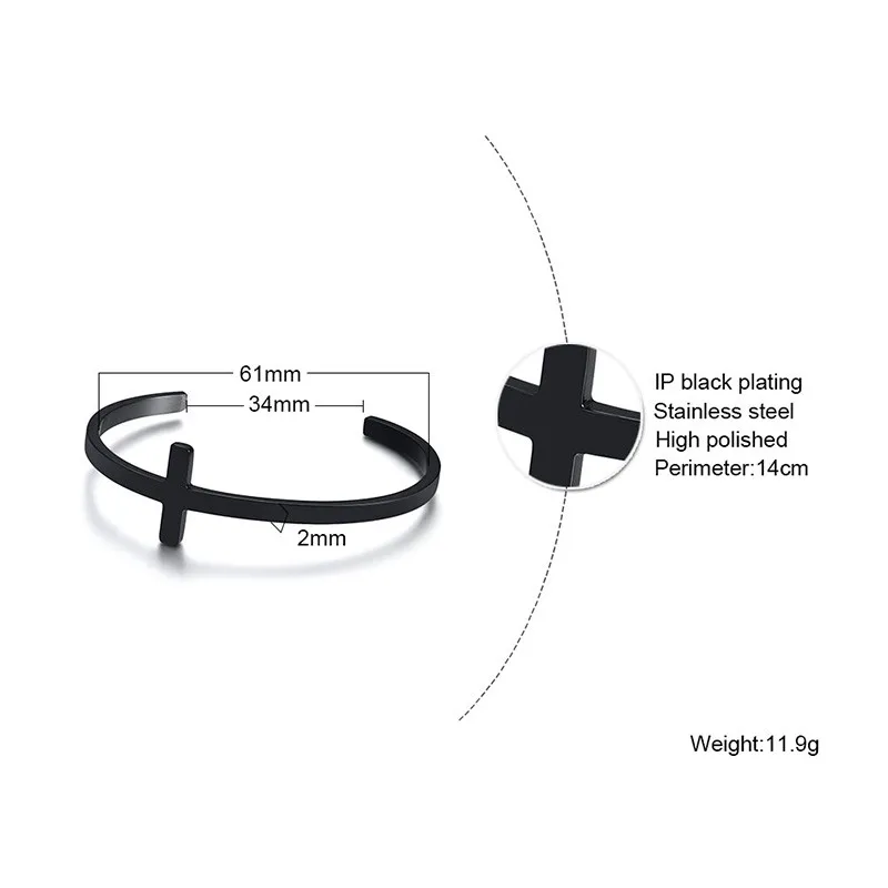 ZORCVENS крутые мужские панк винтажные черные браслеты с крестом Регулируемый из