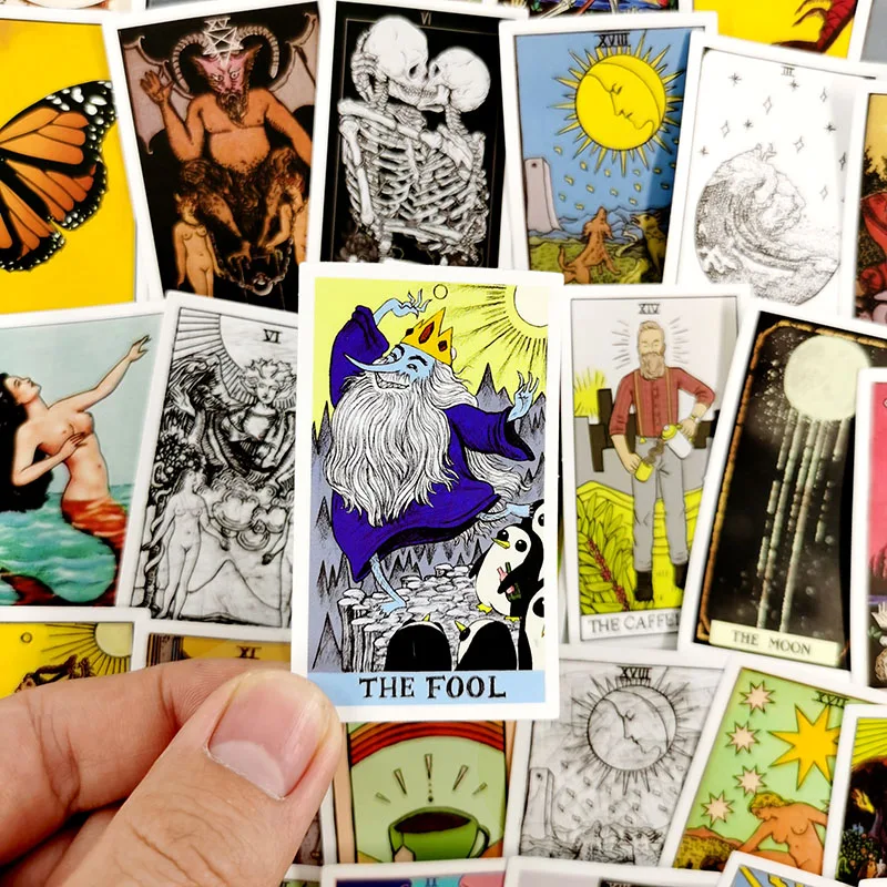 Juego de pegatinas de dibujos animados para monopat&iacute;n, set de 10/60 unids/set de tarjetas de Tarot de adivinaci&oacute;n para monopat&iacute;n, juguete DIY, nevera, port&aacute;til, &aacute;lbum de recortes para guitarra-4
