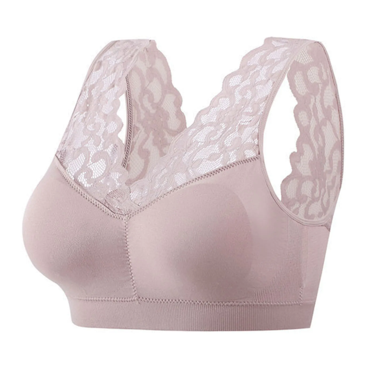 Бесшовный кружевной бюстгальтер без косточек женский спортивный