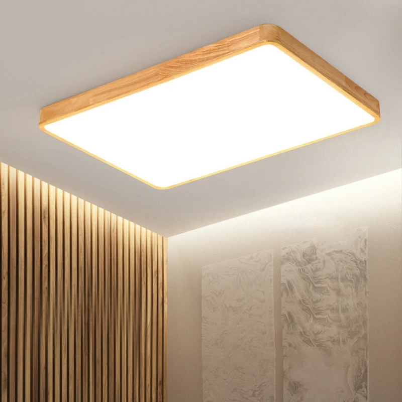 Wood LED Chandelier Ceiling Lamp Modern Nordic Style For Living Room Dining Bedroom Kitchen Home Ultra-thin Light Fixture | Лампы и