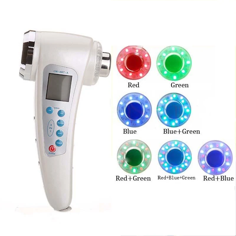 7 цветов светодиодный Ультразвуковой Массажер лица фотон ультразвуковая терапия