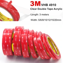 3M 4910 VHB Acrylic Double Sided Adhesive Heavy Duty Transparent Trackless Scotch Nano Foam Tape For Car, DIY Crafts, Home Deco