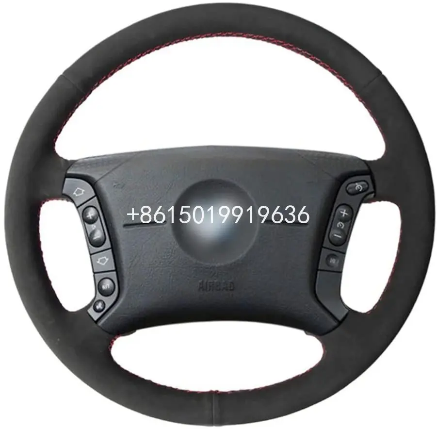 

DIY Hand-Stitched Black Suede Car Steering Wheel Cover for BMW E46 318i 325i E39 E53 X5